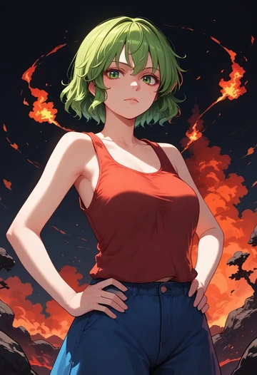 touhou,kisume,tank top,drawstring pants  - AI generated anime art