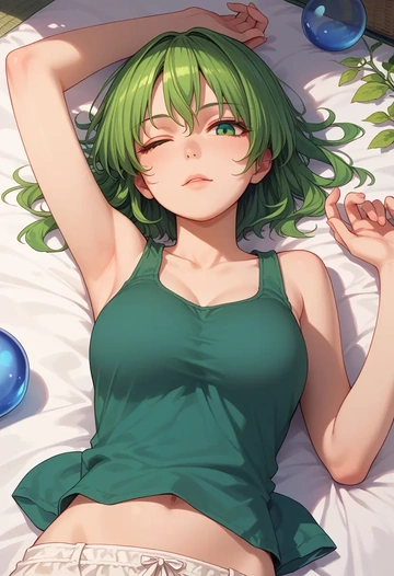 touhou,kisume,tank top,mesh,cycling shorts  - AI generated anime art