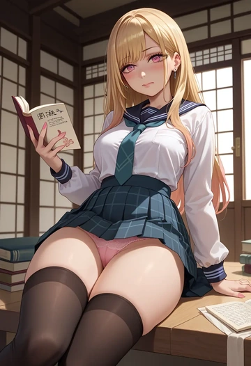 sono_bisque_doll_wa_koi_wo_suru,kitagawa_marin,jk uniform, stockings  - AI generated anime art