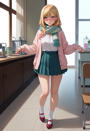 sono_bisque_doll_wa_koi_wo_suru,kitagawa_marin,spring,student uniform,light cardigan  - AI generated anime art