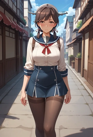 kantai_collection,kitakami_(kancolle),shorts, pantyhose  - AI generated anime art