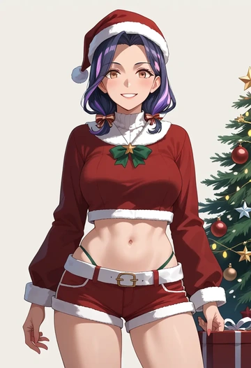 kantai_collection,kitakami_(kancolle),Christmas,red velvet shorts  - AI generated anime art