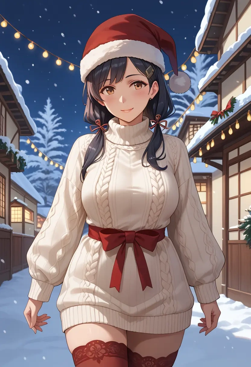 kantai_collection,kitakami_(kancolle),Christmas,sweater dress,stockings  - 