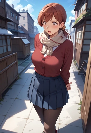 kantai_collection,kitakami_(kancolle),winter,student uniform,cardigan  - AI generated anime art