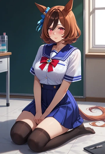 umamusume,kitasan_black_(umamusume),jk uniform, stockings  - AI generated anime art