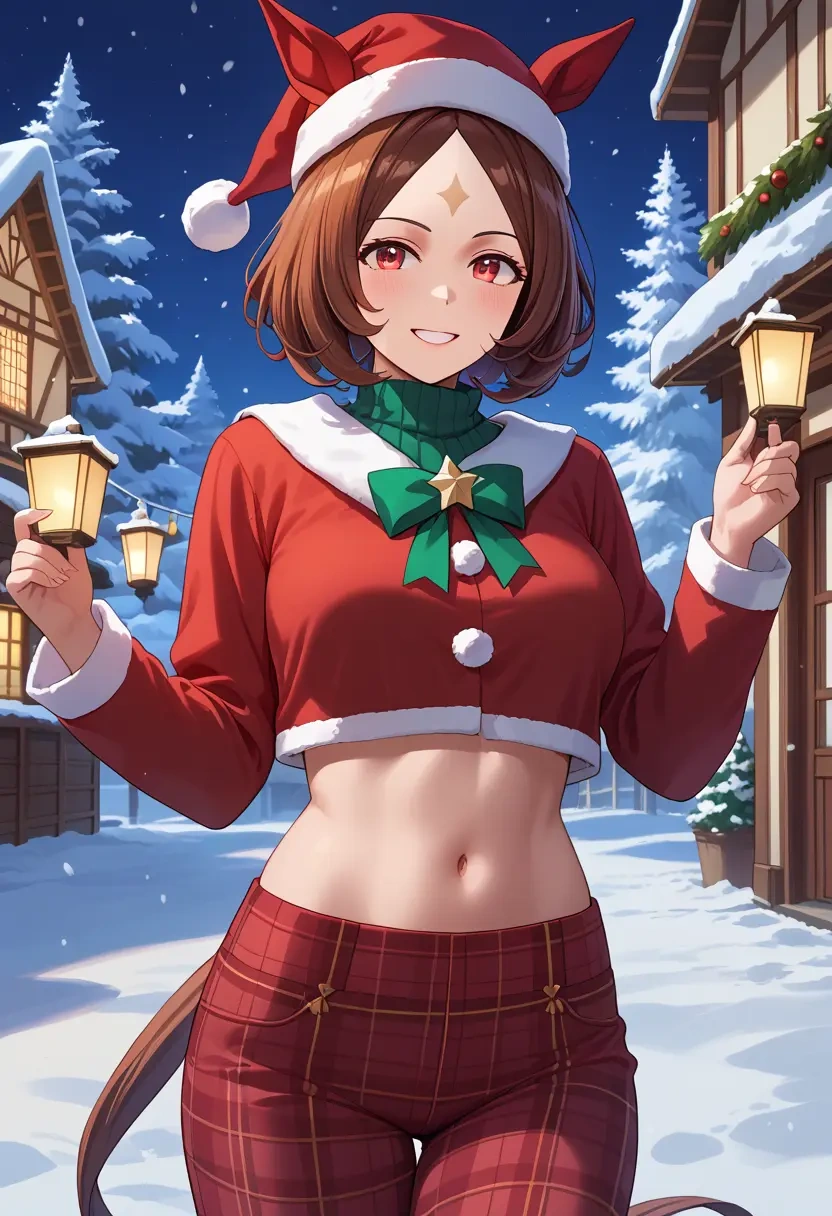 umamusume,kitasan_black_(umamusume),Christmas,plaid trousers  - 