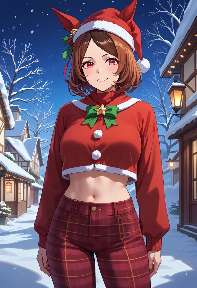 umamusume,kitasan_black_(umamusume),Christmas,plaid trousers  - 