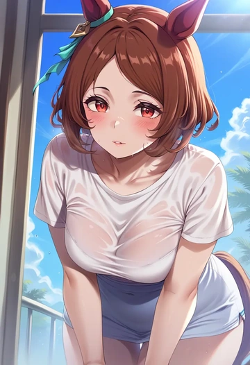 umamusume,kitasan_black_(umamusume),running shirt,shorts,sneakers  - AI generated anime art