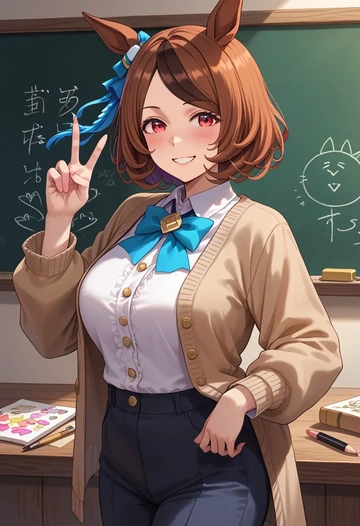 umamusume,kitasan_black_(umamusume),teacher, sweater  - AI generated anime art