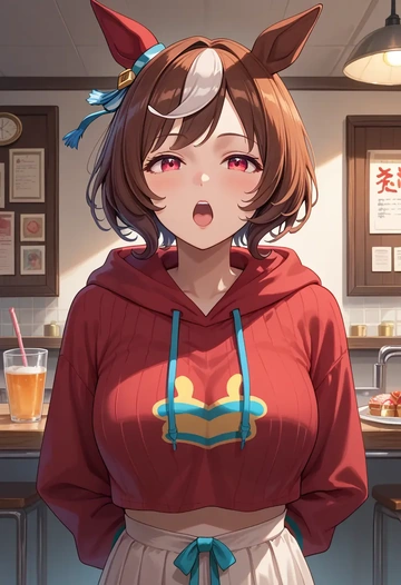 umamusume,kitasan_black_(umamusume),hoodie,cropped,high-waisted joggers  - AI generated anime art