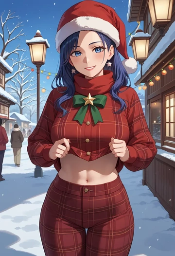 tamako_market,kitashirakawa_tamako,Christmas,plaid trousers  - AI generated anime art