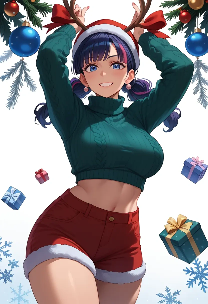 tamako_market,kitashirakawa_tamako,Christmas,red velvet shorts,turtleneck sweater  - 