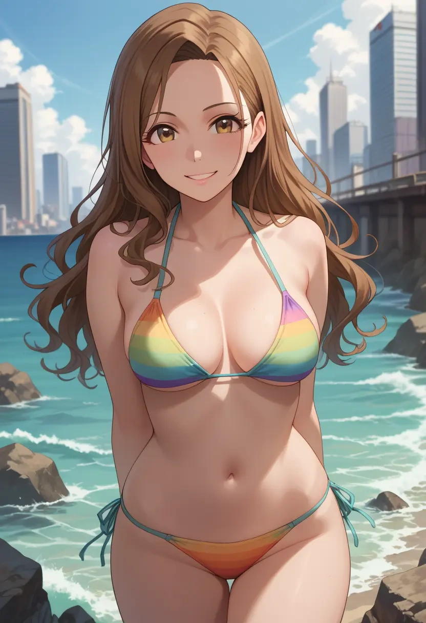 idolmaster,kitazawa_shiho,bikini,rainbow-colored,sexy  - 