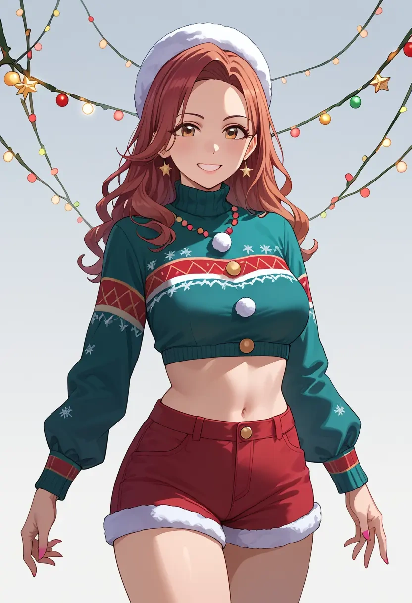 idolmaster,kitazawa_shiho,Christmas,red velvet shorts  - 