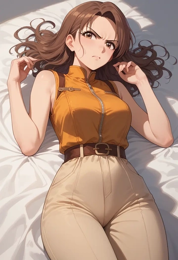 idolmaster,kitazawa_shiho,jumpsuit,sleeveless,flare pants  - AI generated anime art