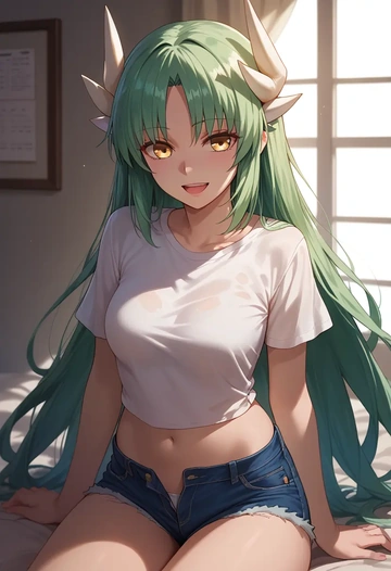 fate_(series),kiyohime_(fate),denim shorts  - AI generated anime art