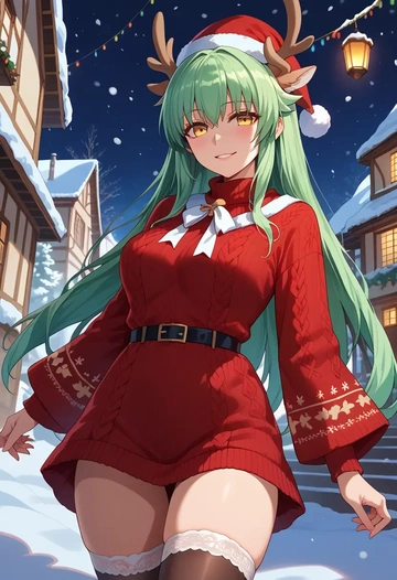 fate_(series),kiyohime_(fate),sweater,stockings,Thigh garters  - AI generated anime art