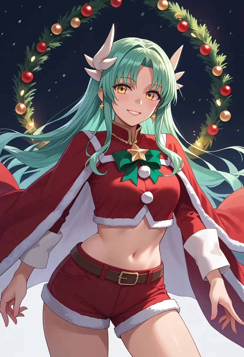 fate_(series),kiyohime_(fate),Christmas,red velvet shorts  - 