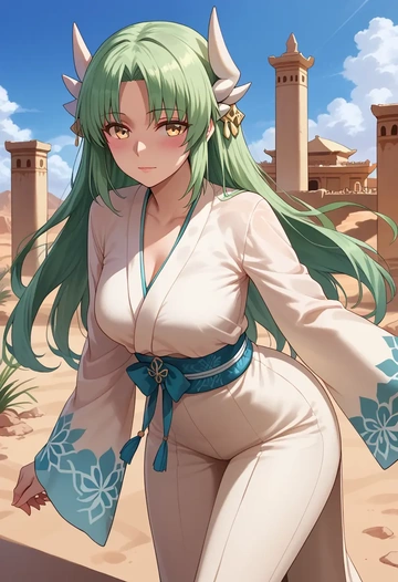 fate_(series),kiyohime_(fate),kimono,silk,wide-leg trousers  - AI generated anime art