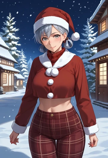 kantai_collection,kiyoshimo_(kancolle),Christmas,plaid trousers  - AI generated anime art