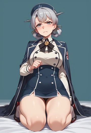 kantai_collection,kiyoshimo_(kancolle),coat,long,double-breasted,pencil skirt  - AI generated anime art