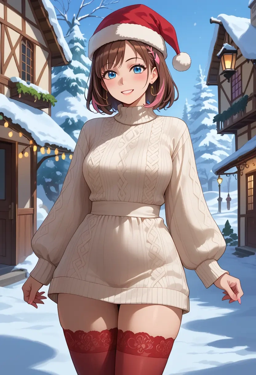 kizuna_ai_inc.,kizuna_ai,Christmas,sweater dress,stockings  - 