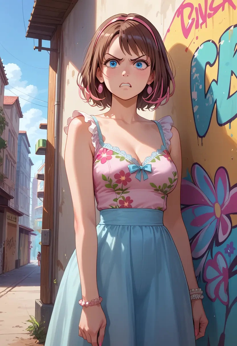 kizuna_ai_inc.,kizuna_ai,floral graffiti blouse,dolphin shorts  - 