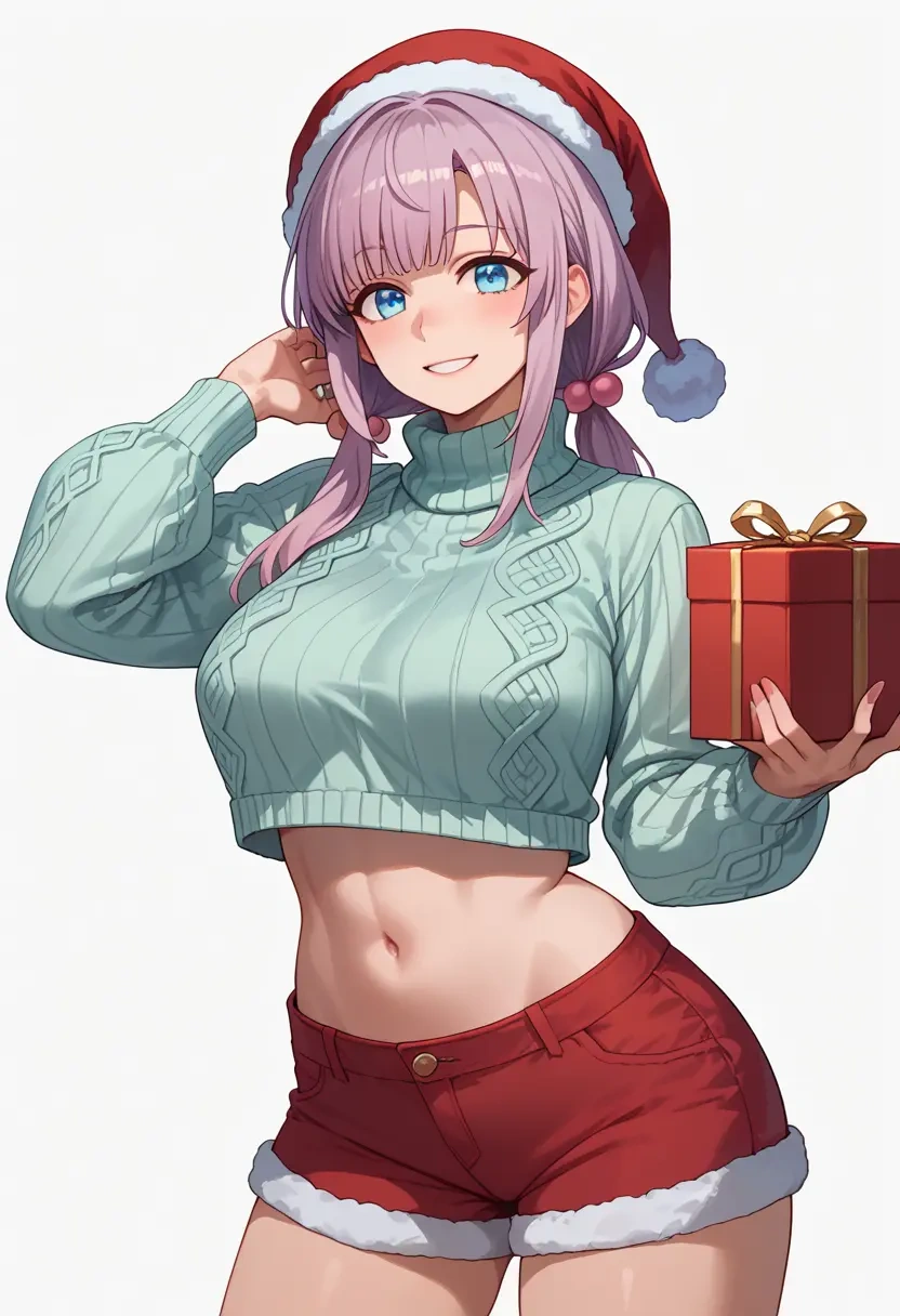 voiceroid,kizuna_akari,Christmas,red velvet shorts,turtleneck sweater  - 