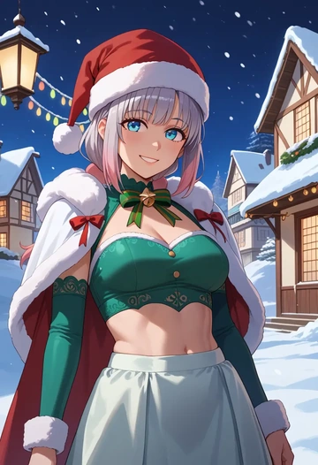 voiceroid,kizuna_akari,Christmas,dress  - AI generated anime art