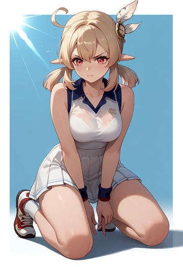 genshin impact,klee_(genshin_impact),tennis skirt  - AI generated anime art