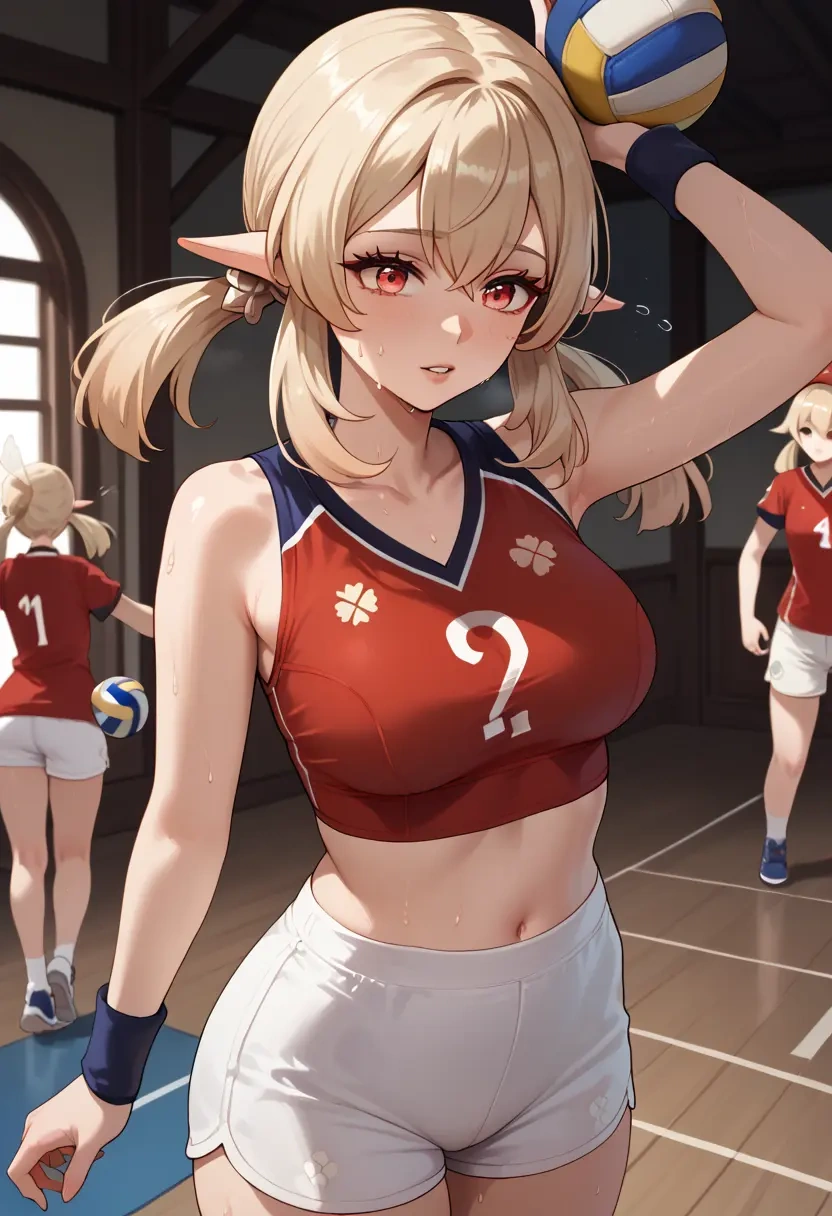 genshin impact,klee_(genshin_impact),volleyball uniform  - 