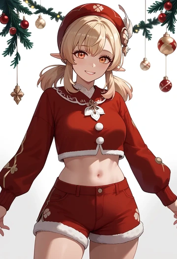 genshin impact,klee_(genshin_impact),Christmas,red velvet shorts  - AI generated anime art