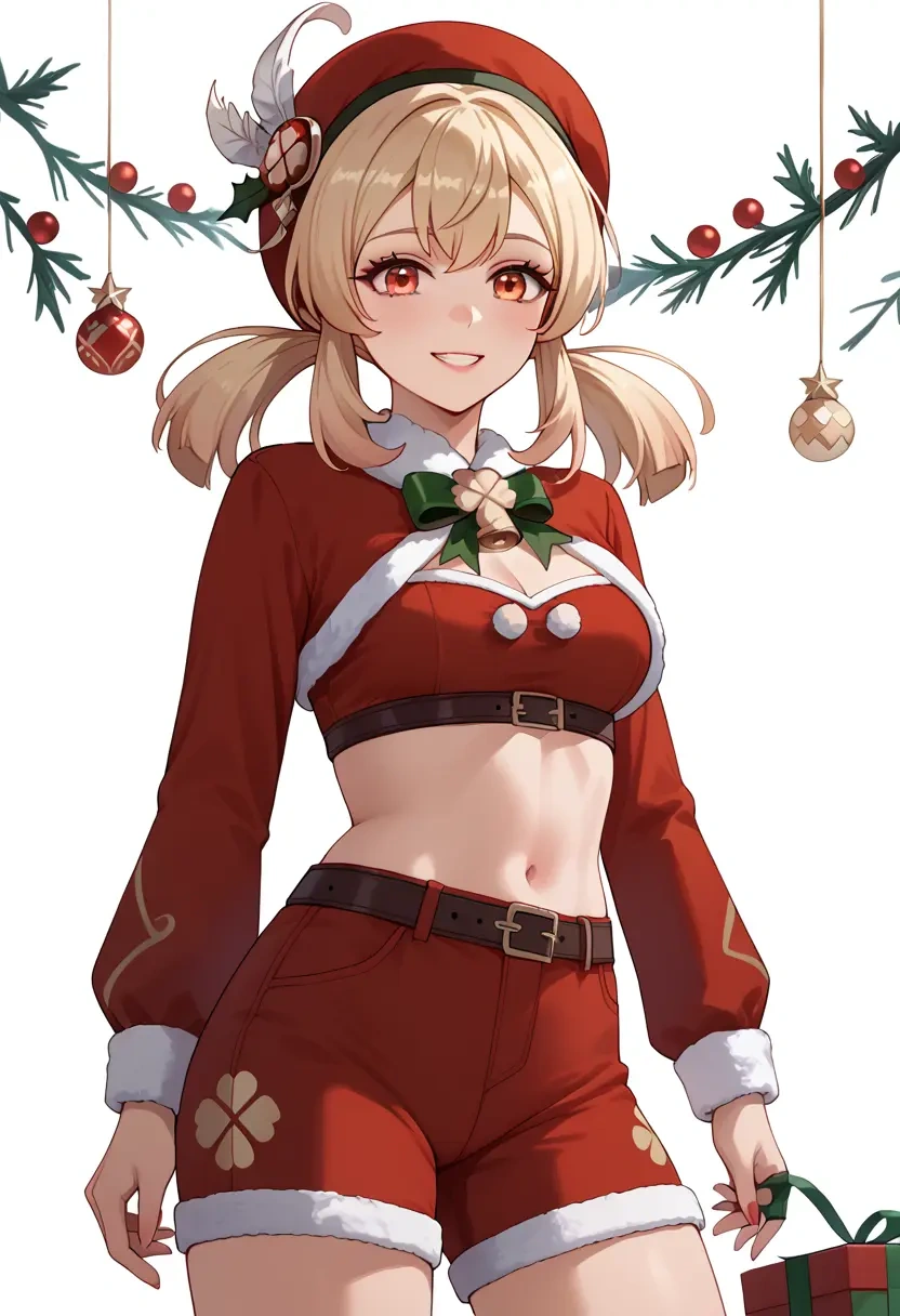 genshin impact,klee_(genshin_impact),Christmas,red velvet shorts  - 