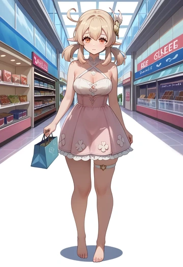 genshin impact,klee_(genshin_impact),silk slip dress  - AI generated anime art