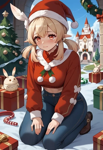 genshin impact,klee_(genshin_impact),Christmas  - AI generated anime art