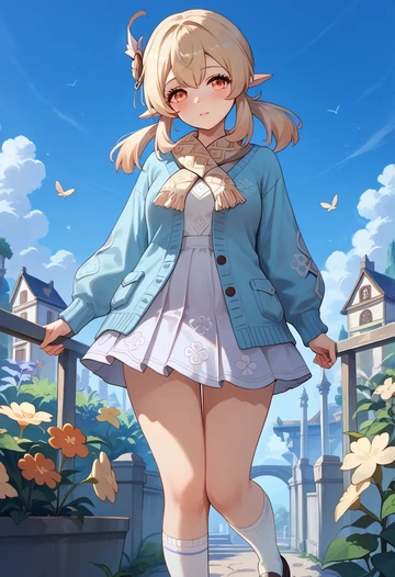 genshin impact,klee_(genshin_impact),spring,student uniform,cardigan  - AI generated anime art