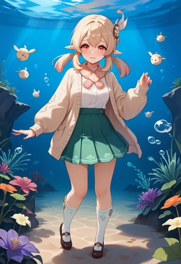 genshin impact,klee_(genshin_impact),spring,student uniform,light cardigan  - AI generated anime art