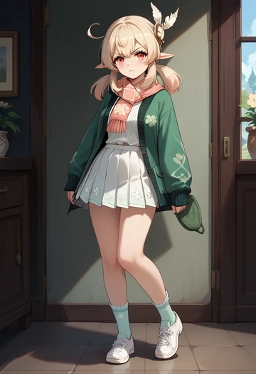 genshin impact,klee_(genshin_impact),spring,student uniform,knit sweater  - AI generated anime art