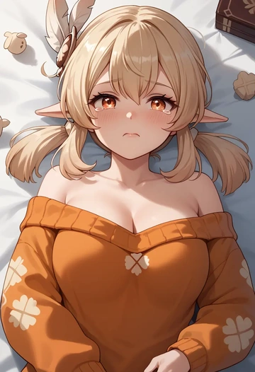 genshin impact,klee_(genshin_impact),orange,sweater  - AI generated anime art