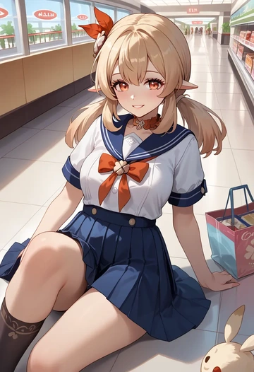 genshin impact,klee_(genshin_impact),sailor, uniform  - AI generated anime art