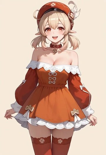 genshin impact,klee_(genshin_impact),collar,oversized,Thigh garters  - AI generated anime art