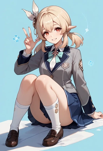 genshin impact,klee_(genshin_impact),winter,student uniform,blazer  - AI generated anime art