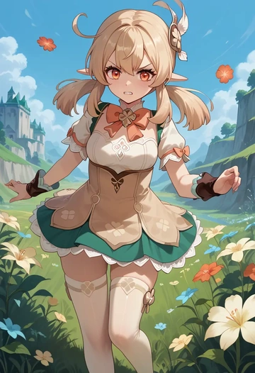 genshin impact,klee_(genshin_impact),spring,student uniform,blouse  - AI generated anime art