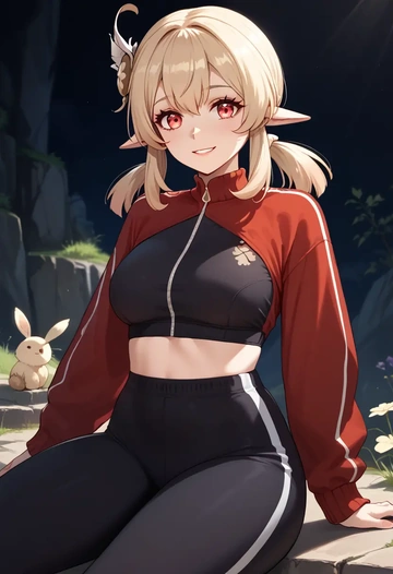 genshin impact,klee_(genshin_impact),athletic,track suit  - AI generated anime art