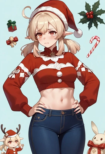 genshin impact,klee_(genshin_impact),Christmas  - AI generated anime art