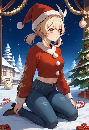 genshin impact,klee_(genshin_impact),Christmas  - AI generated anime art