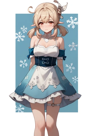 genshin impact,klee_(genshin_impact),silk slip dress,floral prints  - AI generated anime art