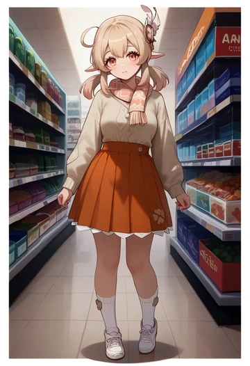 genshin impact,klee_(genshin_impact),spring,student uniform,knit sweater  - AI generated anime art