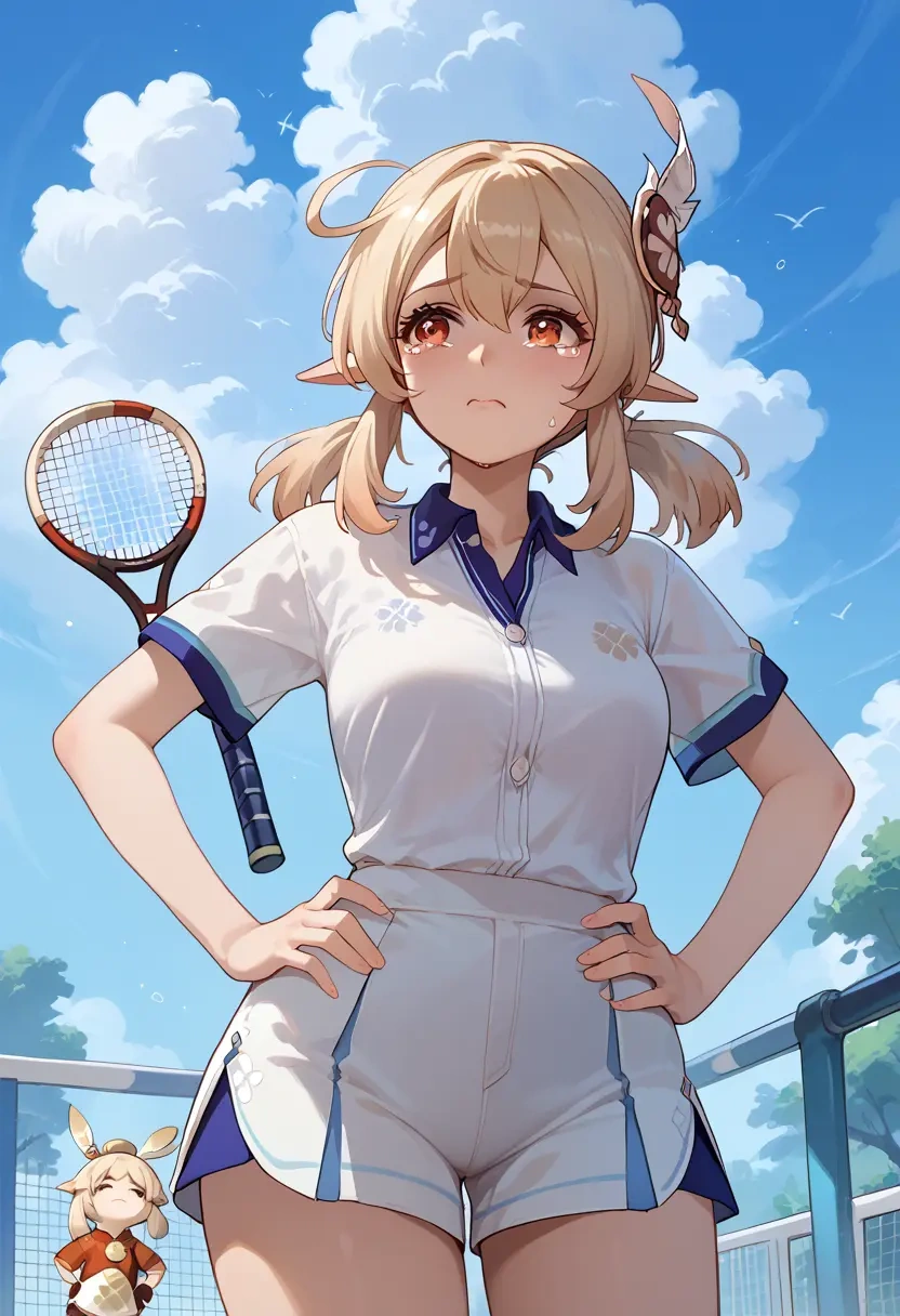 genshin impact,klee_(genshin_impact),tennis polo,skort  - 