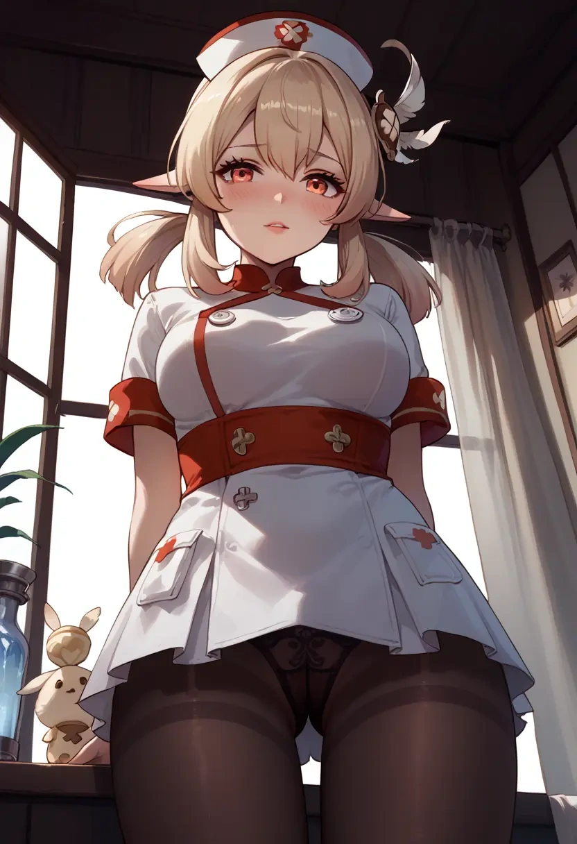 genshin impact,klee,nurse pantyhose,mini skirt, sexy  - 